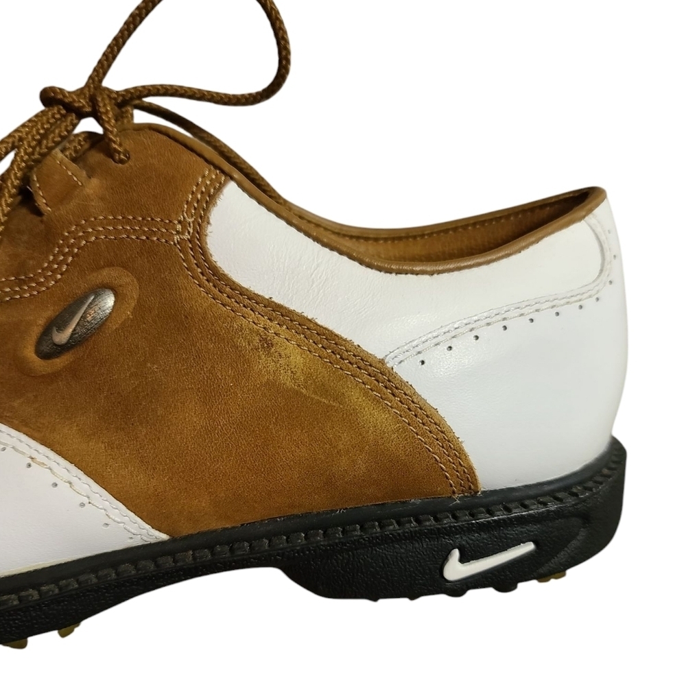 NIKE Zoom Air Golf Sneakers White And Tan Colorblock Spikes 7M - Picture 8 of 14